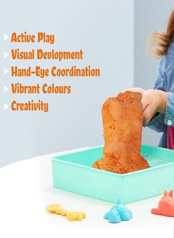 Rabbit Magic Flow Sand - 500g Orange with 24 Beach Toys | Non-Sticky, Easy to Mold, Mess-Free | Magic Active Sand | Artificail Magic Flow Sand - Image 4